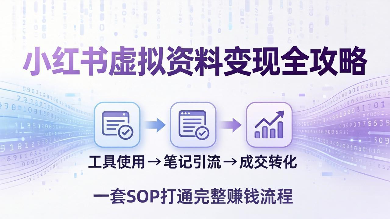 小红书虚拟资料变现全攻略：从工具使用到笔记引流成交，一套 SOP 打通完整赚钱流程-天云资源网