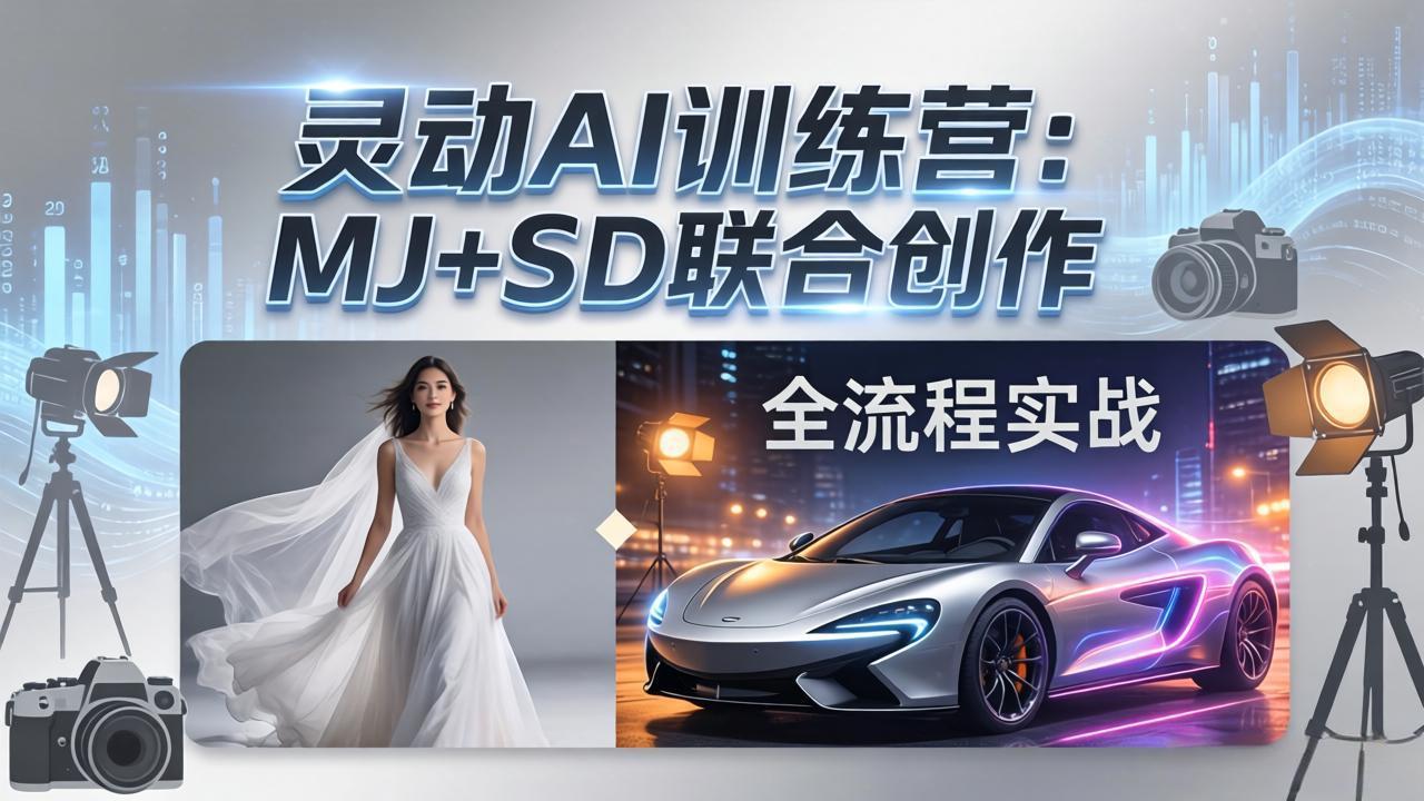 灵动AI训练营-3.0课程：MJ+SD联合创作，从婚纱大片到汽车广告，摄影后期全流程实战-天云资源网
