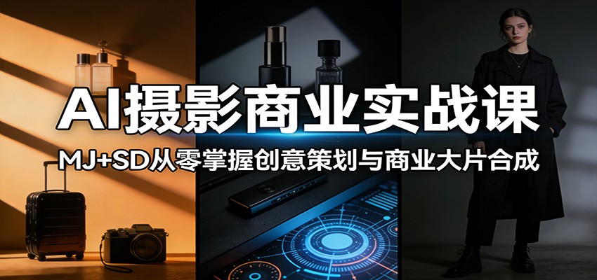 AI摄影商业实战课：MJ+SD从零掌握创意策划与商业大片合成-天云资源网