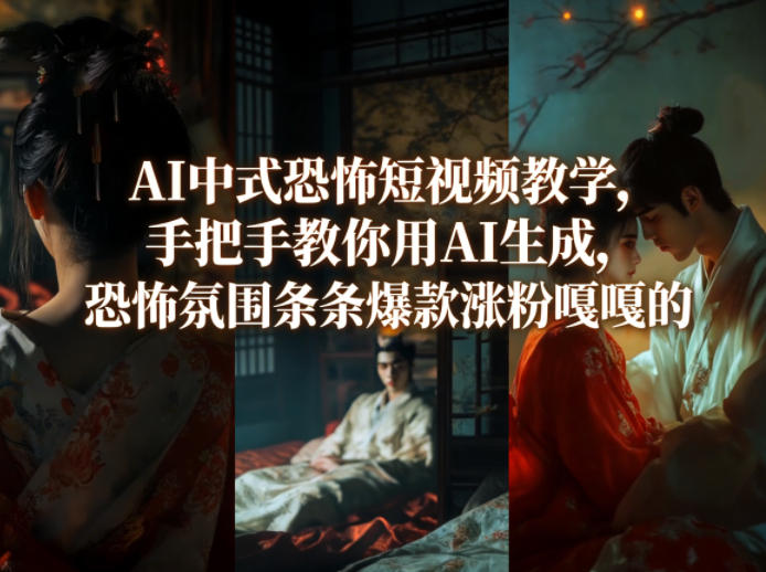 AI中式恐怖短视频教学，手把手教你用AI生成，恐怖氛围条条爆款涨粉嘎嘎的-天云资源网