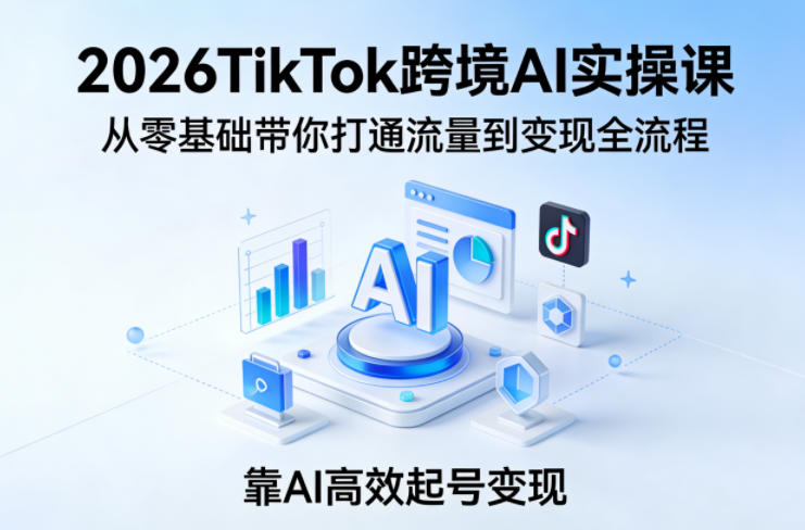 2026TikTok跨境AI实操课，从零基础带你打通流量到变现全流程，靠AI高效起号变现-天云资源网