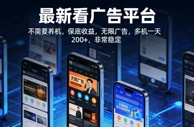 最新看广告平台，不需要养机，保底收益，无限广告，多机一天200+，非常稳定【揭秘】-天云资源网