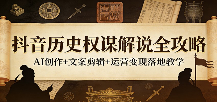 抖音历史权谋解说全攻略：AI创作+文案剪辑+运营变现落地教学-天云资源网