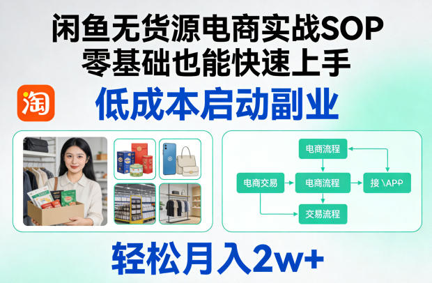 闲鱼无货源电商实战SOP，零基础也能快速上手，低成本启动副业，轻松月入2w+-天云资源网