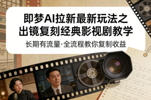即梦AI拉新最新玩法之出镜复刻经典影视剧教学，长期有流量，全流程教你复制收益-天云资源网