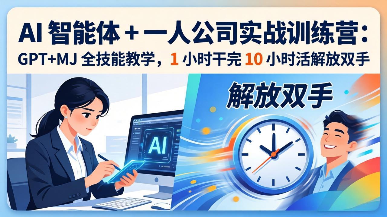 AI 智能体 + 一人公司实战训练营：GPT+MJ 全技能教学，1 小时干完 10 小时活解放双手-天云资源网