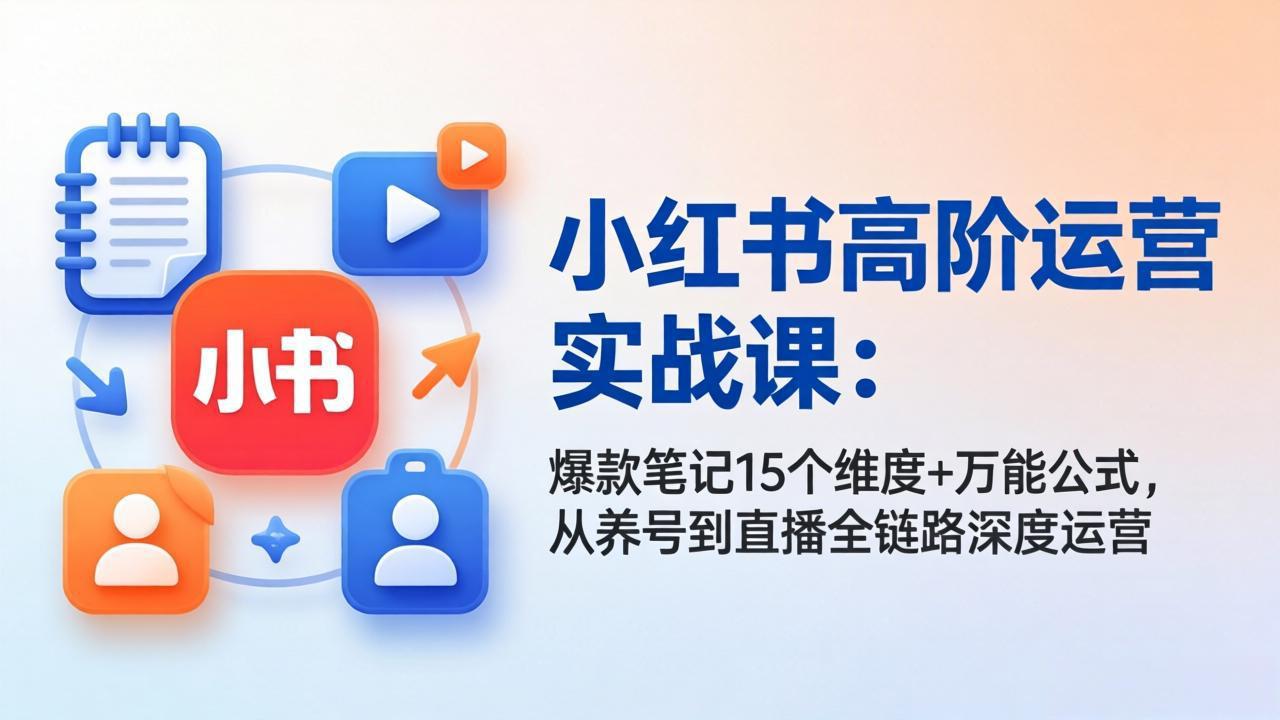 小红书高阶运营实战课：爆款笔记15个维度+万能公式，从养号到直播全链路深度运营-天云资源网