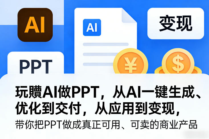 玩賺AI做PPT，从AI一键生成、优化到交付，从应用到变现，带你把PPT做成真正可用、可卖的商业产品(更新0401)-天云资源网