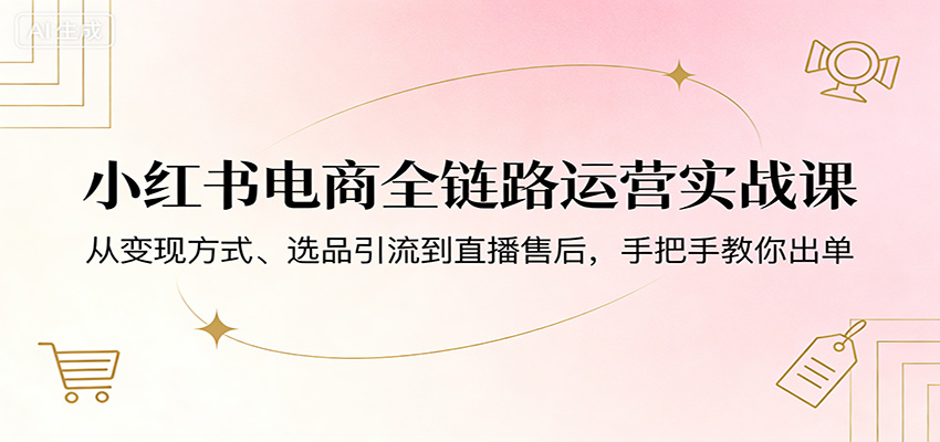 小红书电商全链路运营实战课：从变现方式、选品引流到直播售后，手把手教你出单-天云资源网