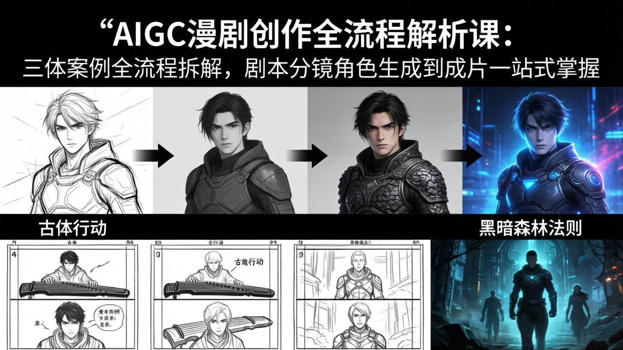 AIGC漫剧创作全流程解析课：三体案例全流程拆解，剧本分镜角色生成到成片一站式掌握-天云资源网