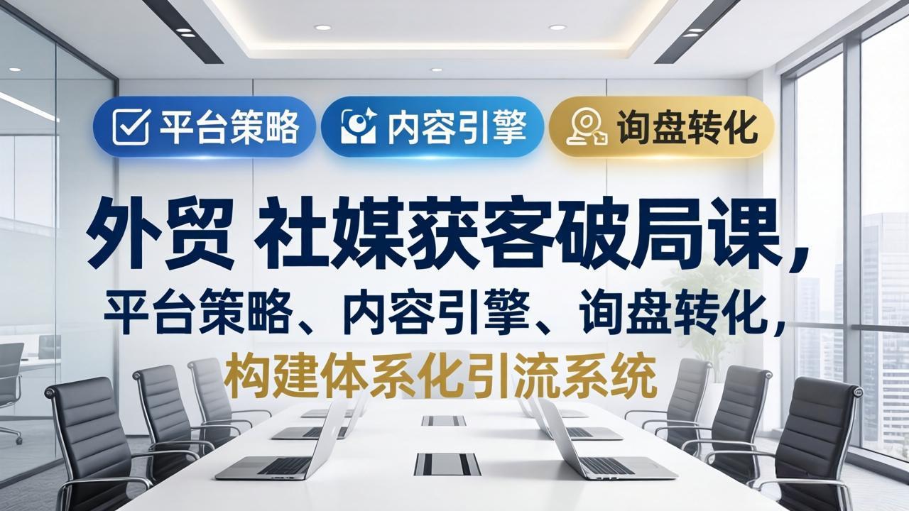 外贸 社媒获客破局课,平台策略、内容引擎、询盘转化,构建体系化引流系统(更新26年3月-天云资源网