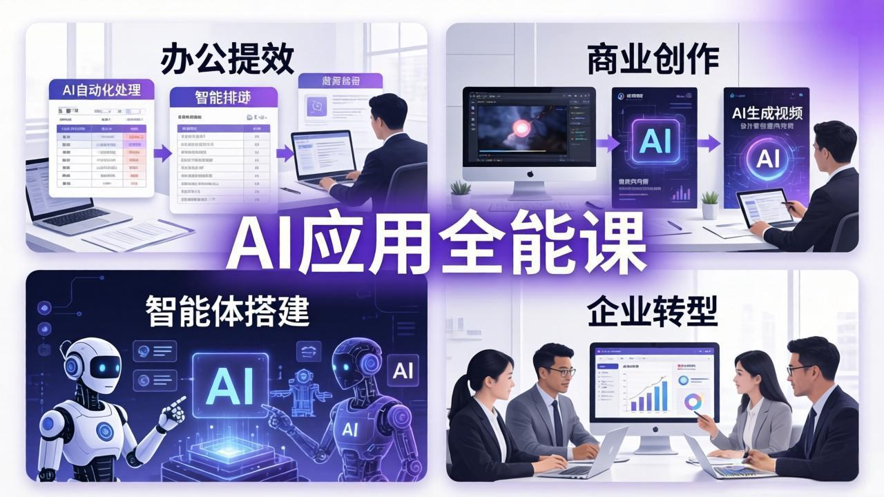 AIGC 应用全能课：办公提效、商业创作、智能体搭建、企业转型，一站式学会AI应用-天云资源网