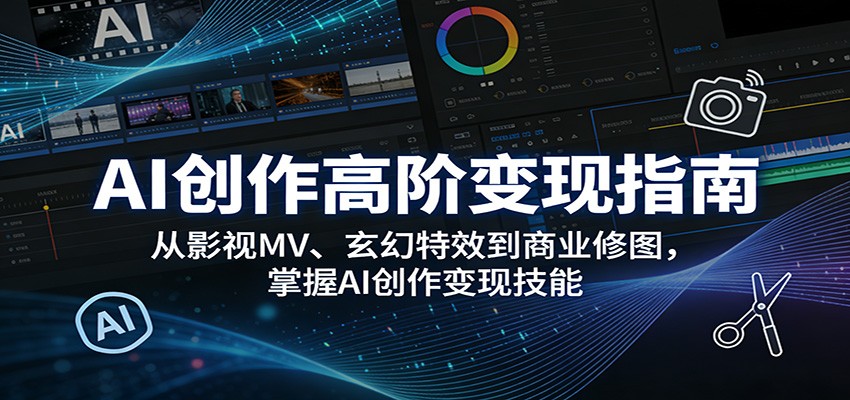 AI创作高阶变现指南:从影视MV、玄幻特效到商业修图,掌握AI创作变现技能-天云资源网