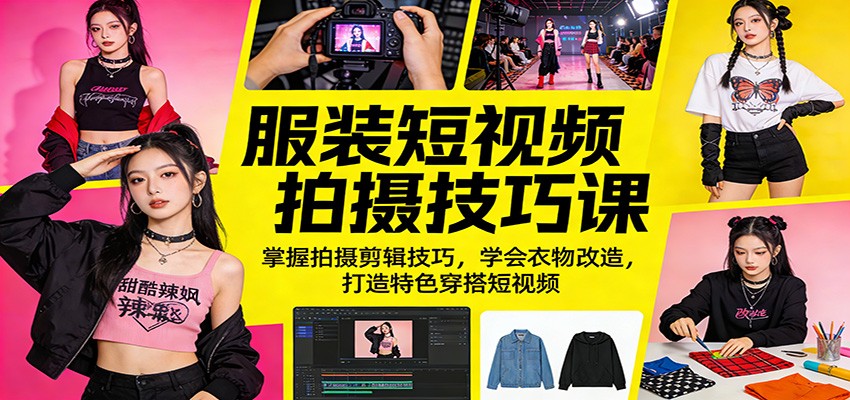 服装短视频拍摄技巧课:掌握拍摄剪辑技巧,学会衣物改造,打造特色穿搭短视频-天云资源网