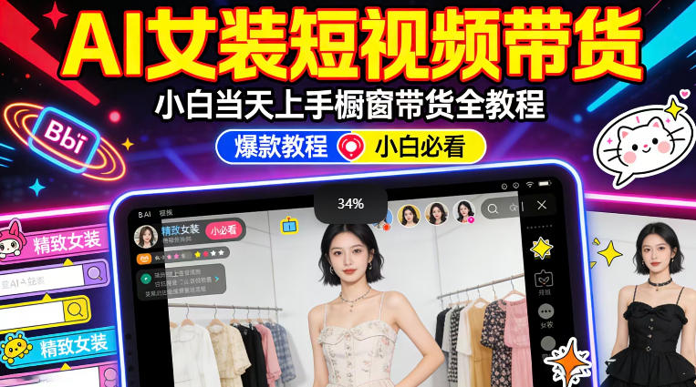 AI女装短视频橱窗带货:小白零门槛当天上手,高佣金爆款轻松賺!-天云资源网