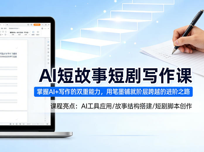 AI短故事短剧写作课，掌握AI+写作的双重能力，用笔墨铺就阶层跨越的进阶之路-天云资源网