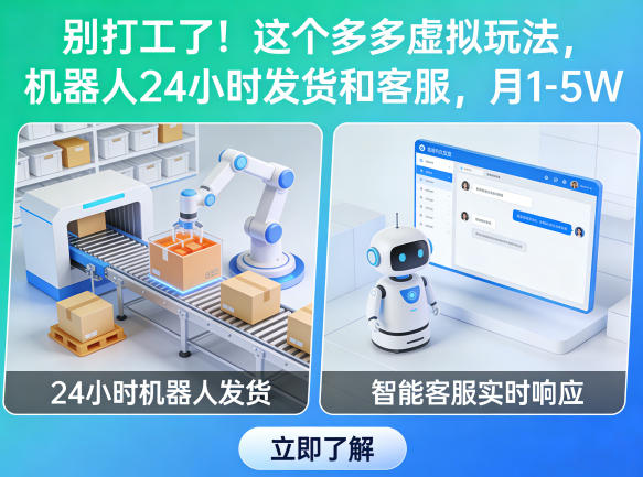 别打工了！这个多多虚拟玩法，机器人24小时发货和客服，月1-5W【揭秘】-天云资源网